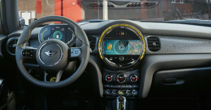 Mini electric hatchback dashboard and steering